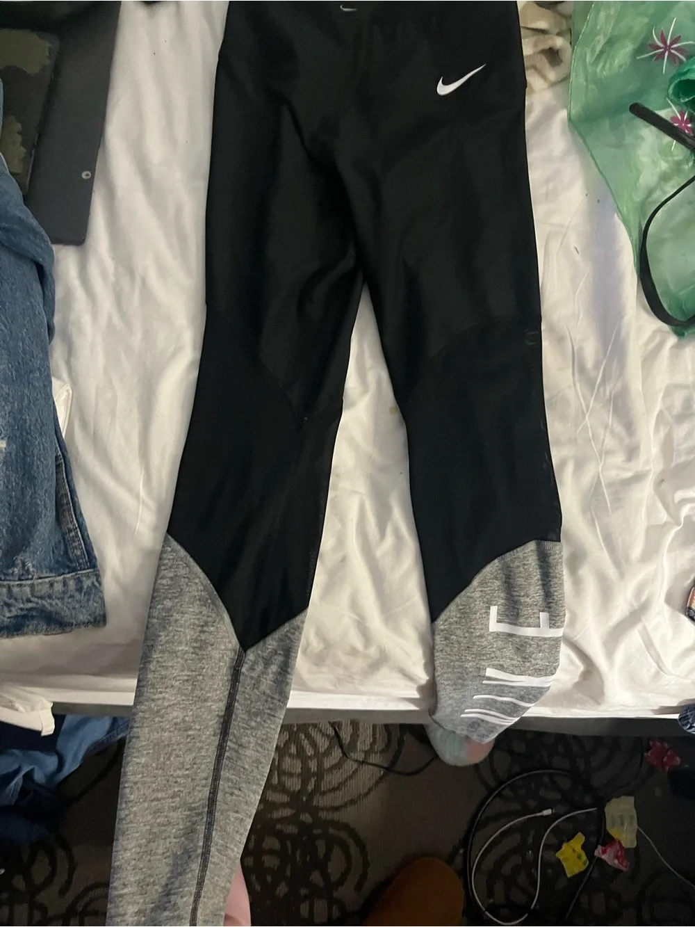 Nike Kids Black Leggings with White Swoosh